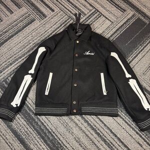 Amiri Bones Black Varsity Jacket Button-Up Men's Size Large